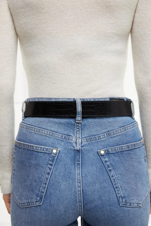 Holland Cooper Belts Women HC Classic Belt Reversible Black Chocolate Croc Holland Cooper Belts Women HC Classic Belt Reversible Black Chocolate Croc