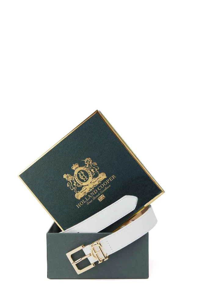 Holland Cooper Belts Women HC Slim Logo Belt White