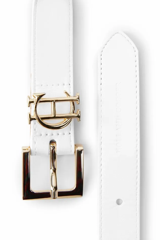 Holland Cooper Belts Women HC Slim Logo Belt White Holland Cooper Belts Women HC Slim Logo Belt White