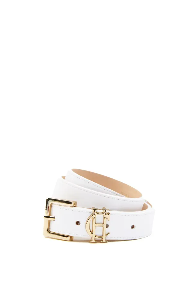 Holland Cooper Belts Women HC Slim Logo Belt White Holland Cooper Belts Women HC Slim Logo Belt White