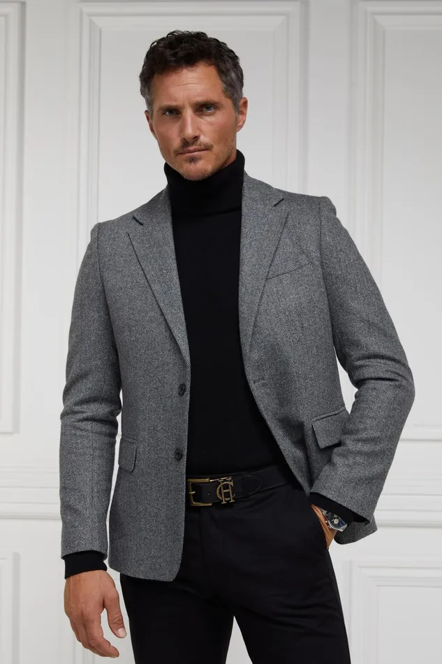 Holland Cooper Blazers Men The Single Breasted Blazer Mono Herringbone Holland Cooper Blazers Men The Single Breasted Blazer Mono Herringbone