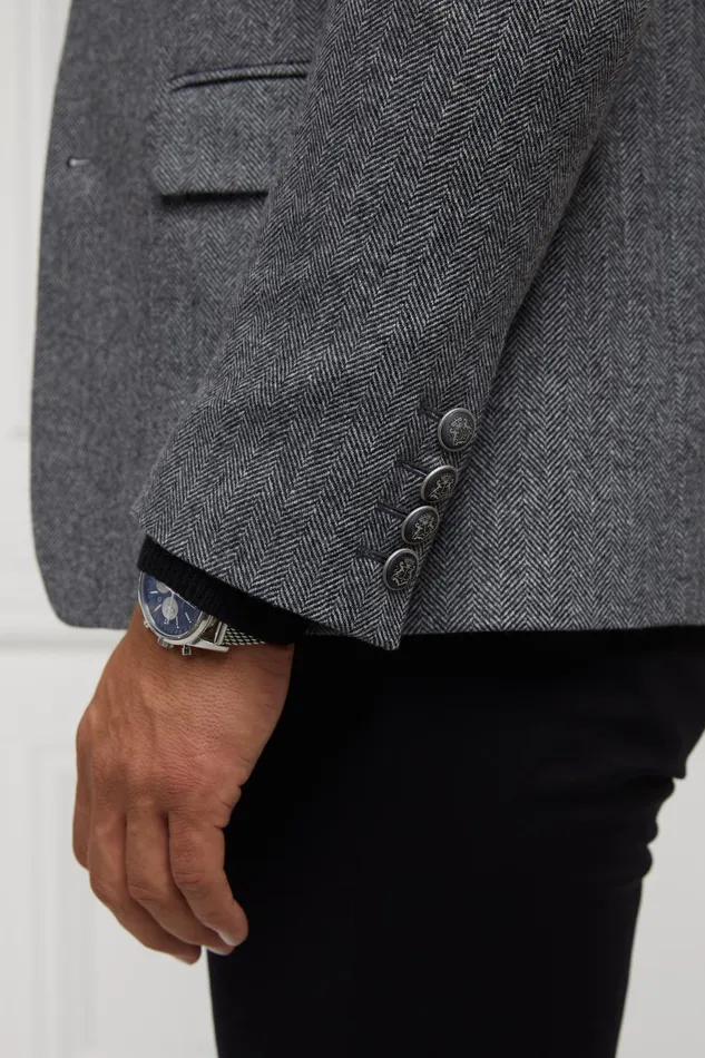 Holland Cooper Blazers Men The Single Breasted Blazer Mono Herringbone Holland Cooper Blazers Men The Single Breasted Blazer Mono Herringbone