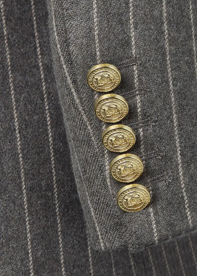 Holland Cooper Blazers Women Double Breasted Blazer Soft Grey Pinstripe