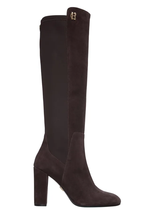 Holland Cooper Boots Women Albany Heeled Boot Chocolate Suede