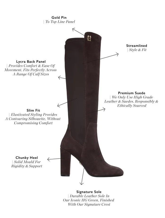 Holland Cooper Boots Women Albany Heeled Boot Chocolate Suede Holland Cooper Boots Women Albany Heeled Boot Chocolate Suede
