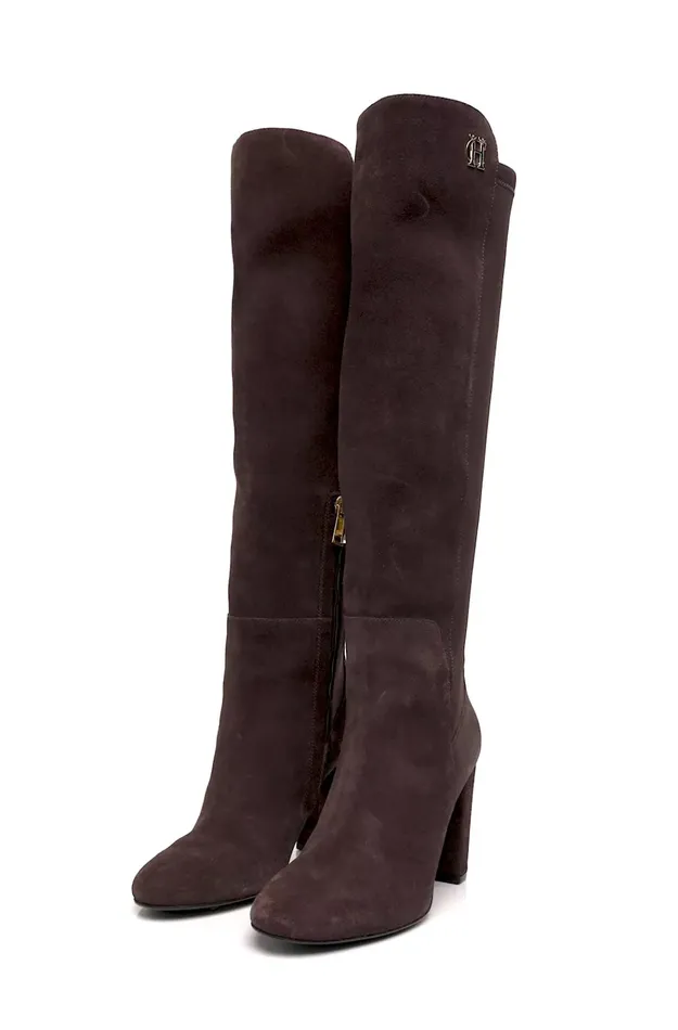 Holland Cooper Boots Women Albany Heeled Boot Chocolate Suede Holland Cooper Boots Women Albany Heeled Boot Chocolate Suede