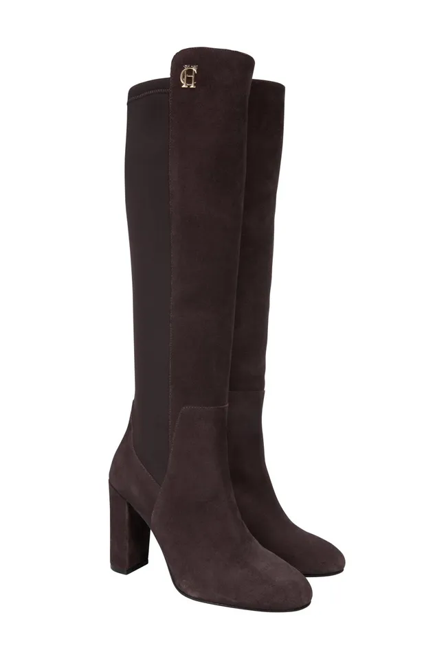 Holland Cooper Boots Women Albany Heeled Boot Chocolate Suede Holland Cooper Boots Women Albany Heeled Boot Chocolate Suede