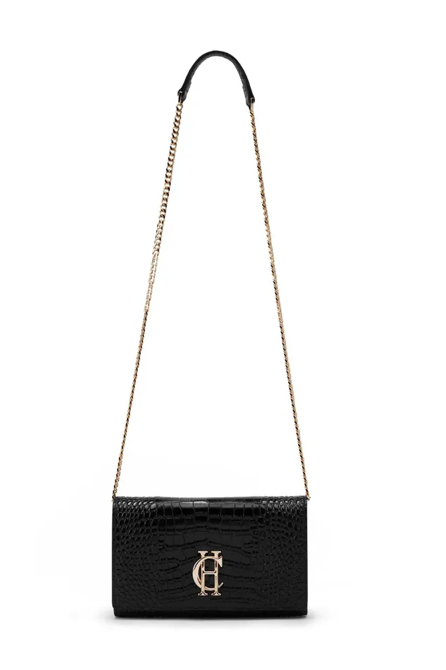 Holland Cooper Clutch Bags Women Highbury Clutch Bag Black Gold Holland Cooper Clutch Bags Women Highbury Clutch Bag Black Gold