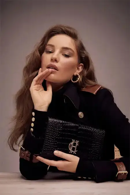 Holland Cooper Clutch Bags Women Highbury Clutch Bag Black Gold Holland Cooper Clutch Bags Women Highbury Clutch Bag Black Gold