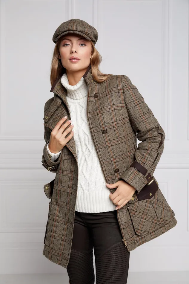 Holland Cooper Coats Women Balmoral Field Coat Bourbon Tweed
