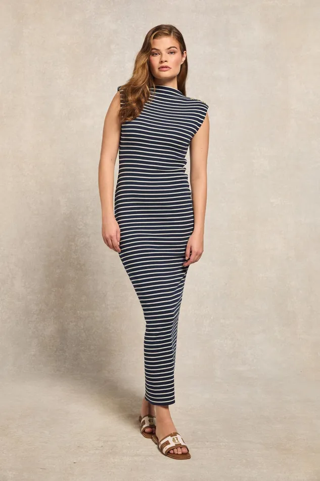Holland Cooper Dresses Women Harper Maxi Dress Ink Navy Natural Stripe Holland Cooper Dresses Women Harper Maxi Dress Ink Navy Natural Stripe