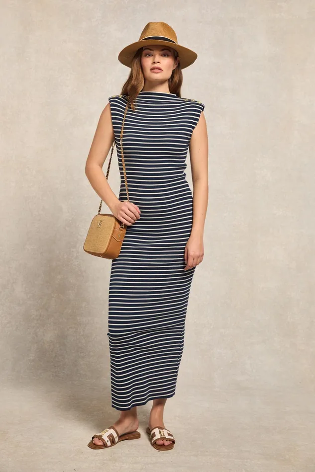 Holland Cooper Dresses Women Harper Maxi Dress Ink Navy Natural Stripe Holland Cooper Dresses Women Harper Maxi Dress Ink Navy Natural Stripe