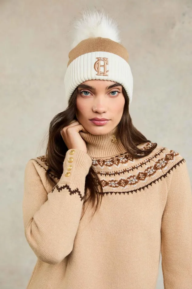 Holland Cooper Hats and Headbands Women Chelsea Merino Bobble Hat Camel Holland Cooper Hats and Headbands Women Chelsea Merino Bobble Hat Camel
