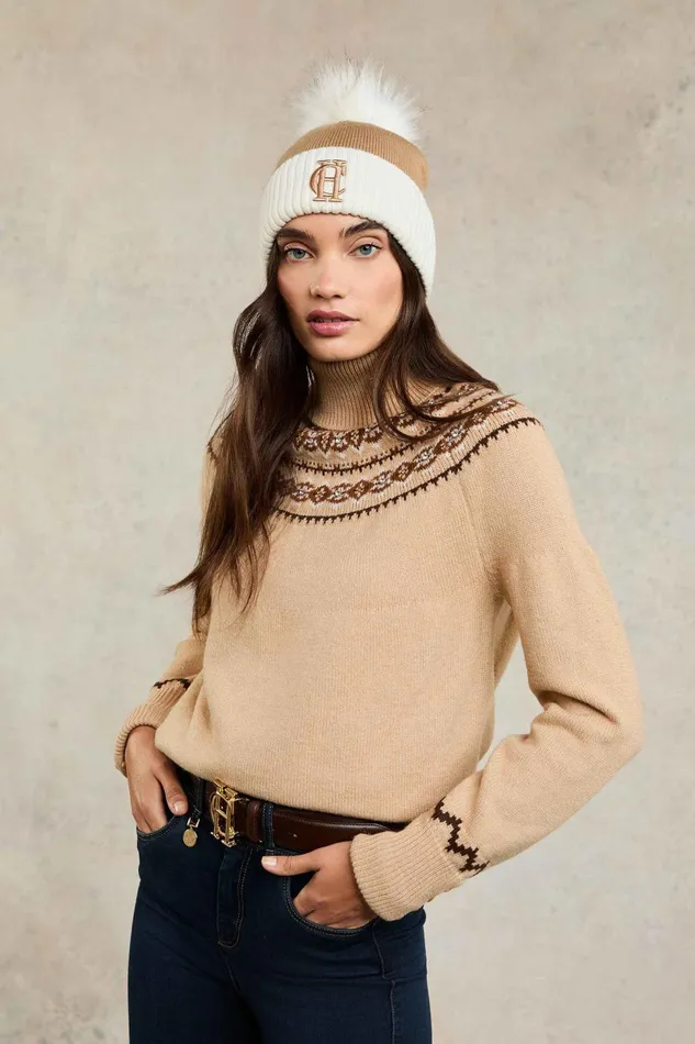 Holland Cooper Hats and Headbands Women Chelsea Merino Bobble Hat Camel Holland Cooper Hats and Headbands Women Chelsea Merino Bobble Hat Camel