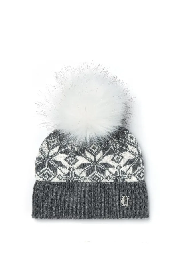 Holland Cooper Headwear Women Beatrice Bobble Hat Grey