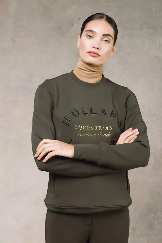 Holland Cooper Hoodies and Sweatshirts Women Crystal Crew Neck Sweat Dark Olive Holland Cooper Hoodies and Sweatshirts Women Crystal Crew Neck Sweat Dark Olive
