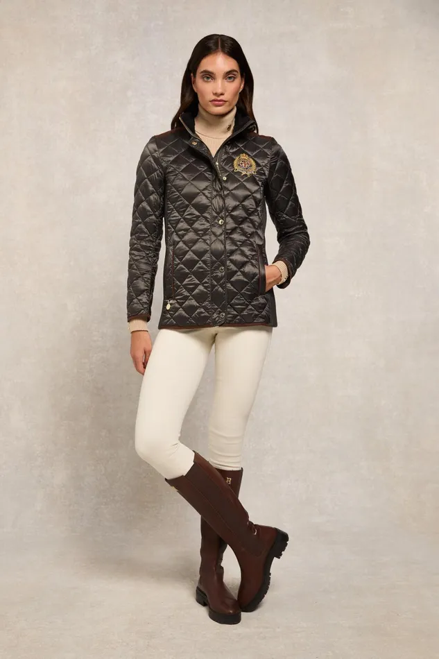 Holland Cooper Jackets Women Diamond Quilt Classic Jacket Khaki Holland Cooper Jackets Women Diamond Quilt Classic Jacket Khaki
