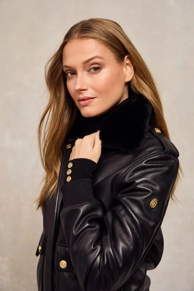 Holland Cooper Jackets Women Sloane Leather Bomber