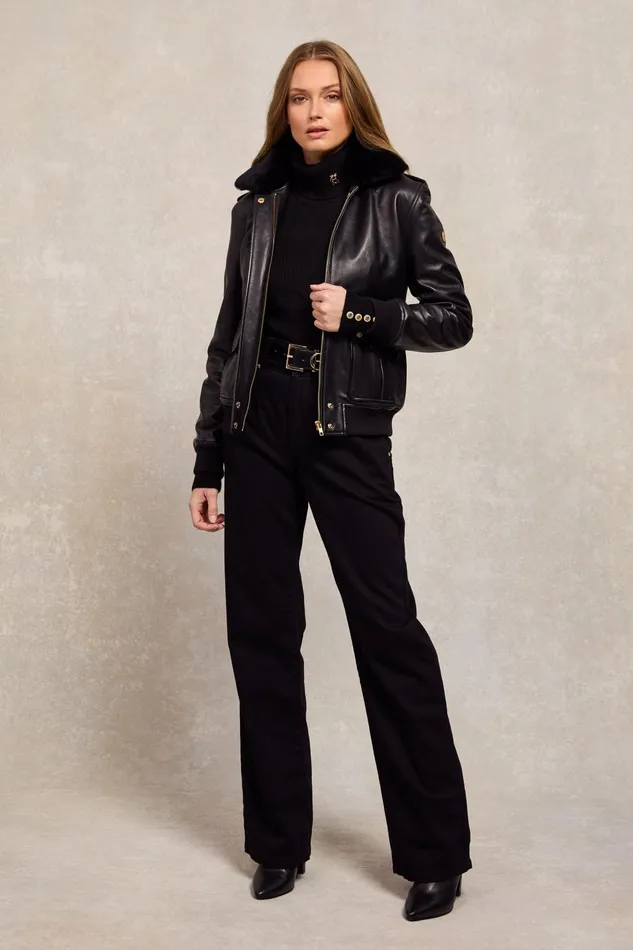 Holland Cooper Jackets Women Sloane Leather Bomber