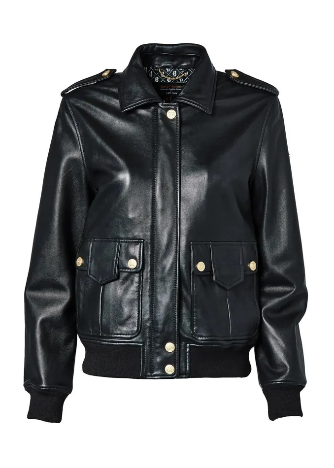 Holland Cooper Jackets Women Sloane Leather Bomber