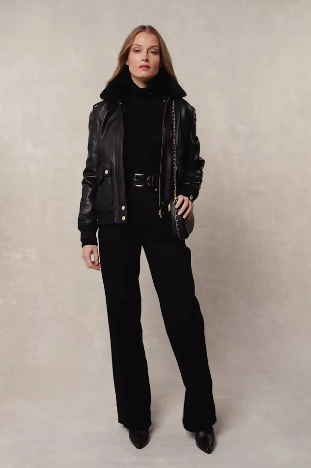 Holland Cooper Jackets Women Sloane Leather Bomber