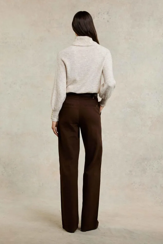 Holland Cooper Jeans Women Tailored Wide Leg Jean Chocolate Holland Cooper Jeans Women Tailored Wide Leg Jean Chocolate