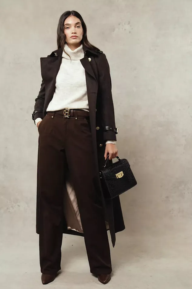 Holland Cooper Jeans Women Tailored Wide Leg Jean Chocolate Holland Cooper Jeans Women Tailored Wide Leg Jean Chocolate