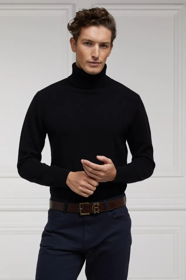 Holland Cooper Knitwear Men Byron Roll Neck Knit Black