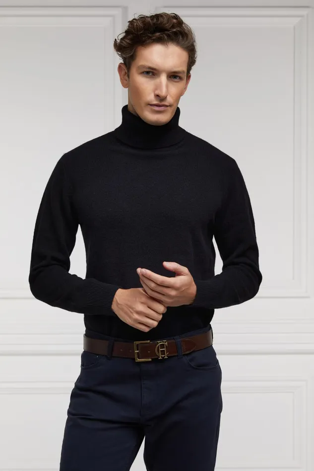 Holland Cooper Knitwear Men Byron Roll Neck Knit Black