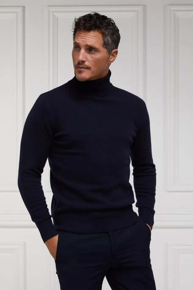 Holland Cooper Knitwear Men Byron Roll Neck Knit Navy