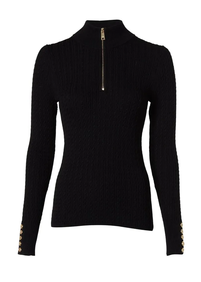 Holland Cooper Knitwear Women Ava Quarter Zip Knit Black Holland Cooper Knitwear Women Ava Quarter Zip Knit Black