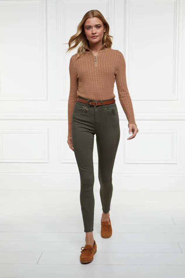 Holland Cooper Knitwear Women Ava Quarter Zip Knit Dark Camel Marl Holland Cooper Knitwear Women Ava Quarter Zip Knit Dark Camel Marl