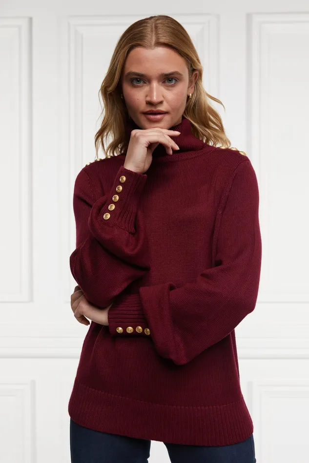 Holland Cooper Knitwear Women Chamonix Roll Neck Knit Wine Holland Cooper Knitwear Women Chamonix Roll Neck Knit Wine