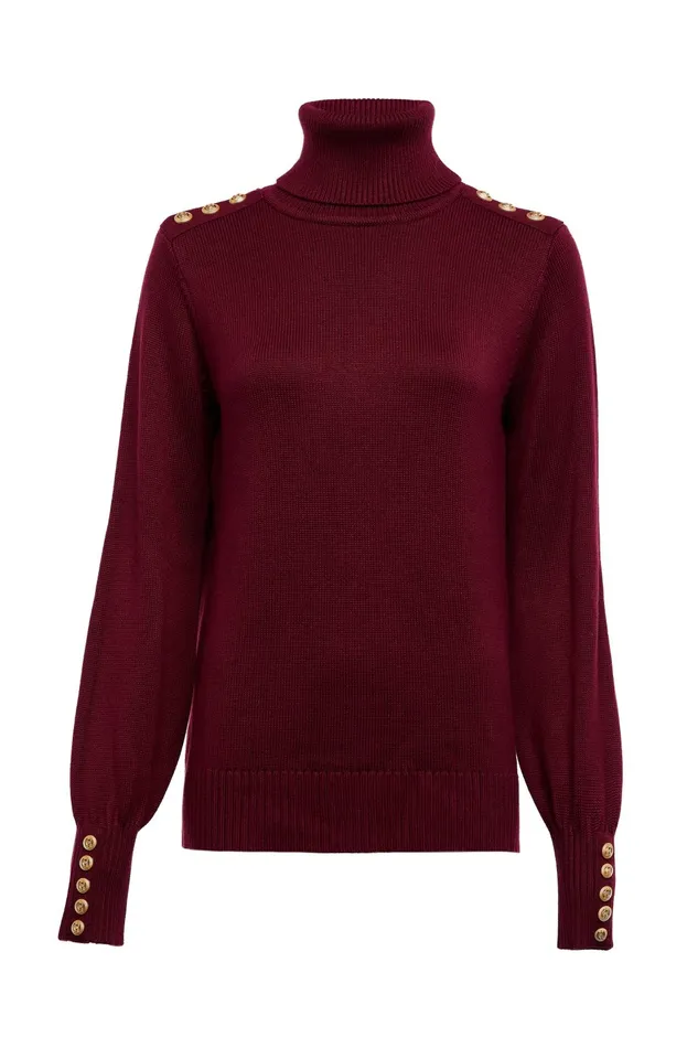 Holland Cooper Knitwear Women Chamonix Roll Neck Knit Wine Holland Cooper Knitwear Women Chamonix Roll Neck Knit Wine