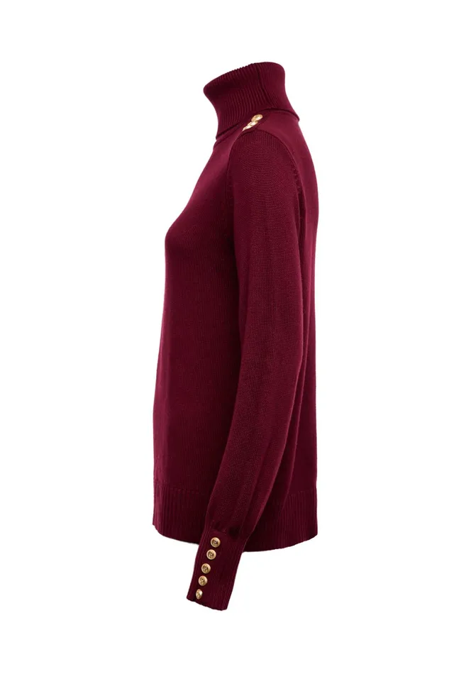 Holland Cooper Knitwear Women Chamonix Roll Neck Knit Wine Holland Cooper Knitwear Women Chamonix Roll Neck Knit Wine