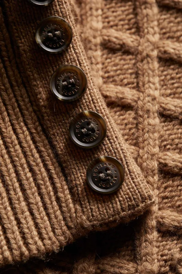 Holland Cooper Knitwear Women Country Cable Quarter Zip Knit Caramel Holland Cooper Knitwear Women Country Cable Quarter Zip Knit Caramel