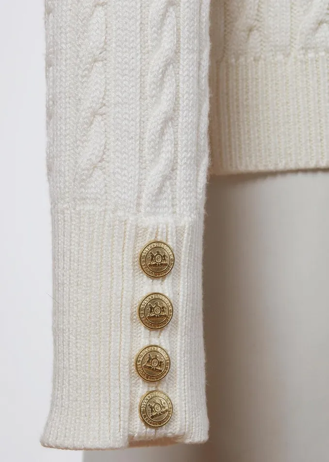 Holland Cooper Knitwear Women Seattle Roll Neck Cable Knit Winter White Holland Cooper Knitwear Women Seattle Roll Neck Cable Knit Winter White