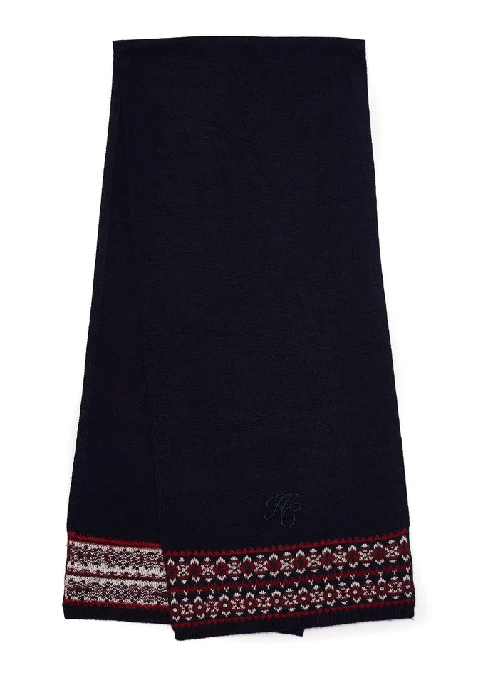Holland Cooper Scarves Women Jennifer Fairisle Scarf Ink Navy Holland Cooper Scarves Women Jennifer Fairisle Scarf Ink Navy