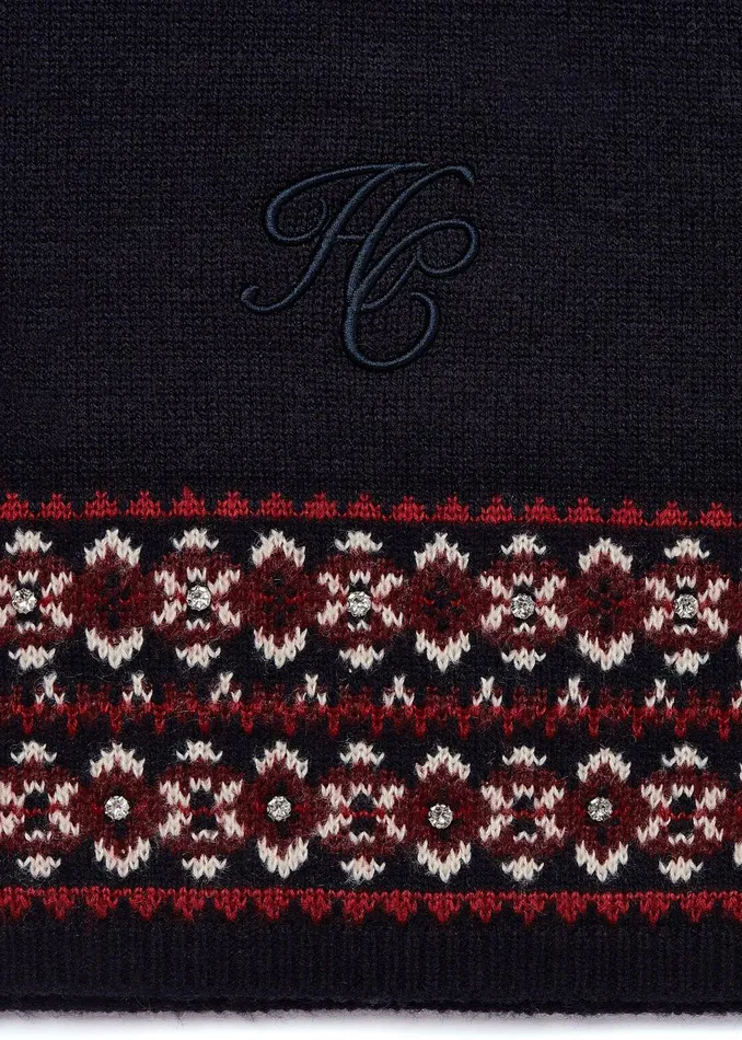 Holland Cooper Scarves Women Jennifer Fairisle Scarf Ink Navy Holland Cooper Scarves Women Jennifer Fairisle Scarf Ink Navy