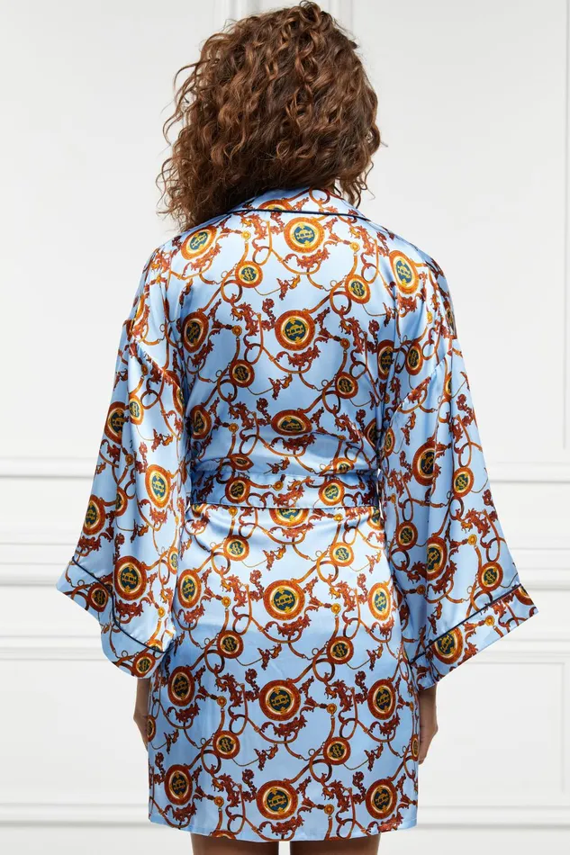 Holland Cooper Sleepwear Women Silk Dressing Gown Sky Blue Holland Cooper Sleepwear Women Silk Dressing Gown Sky Blue