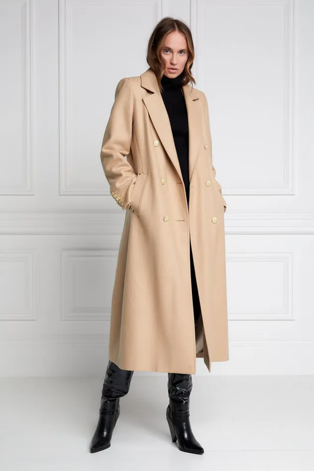 Holland Cooper Tailoring Women Double Breasted Coat Camel