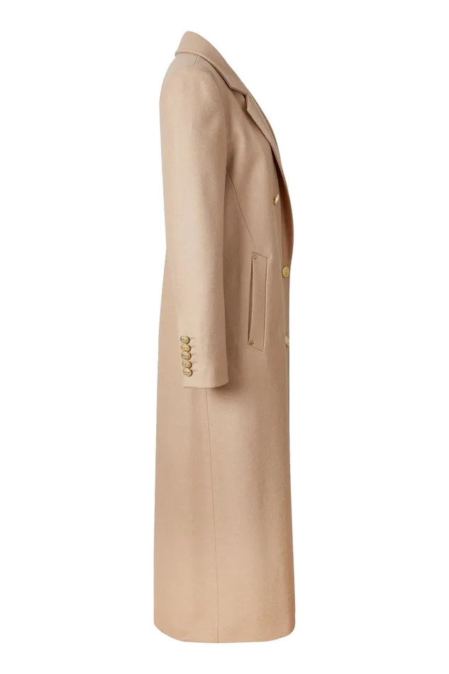 Holland Cooper Tailoring Women Double Breasted Coat Camel