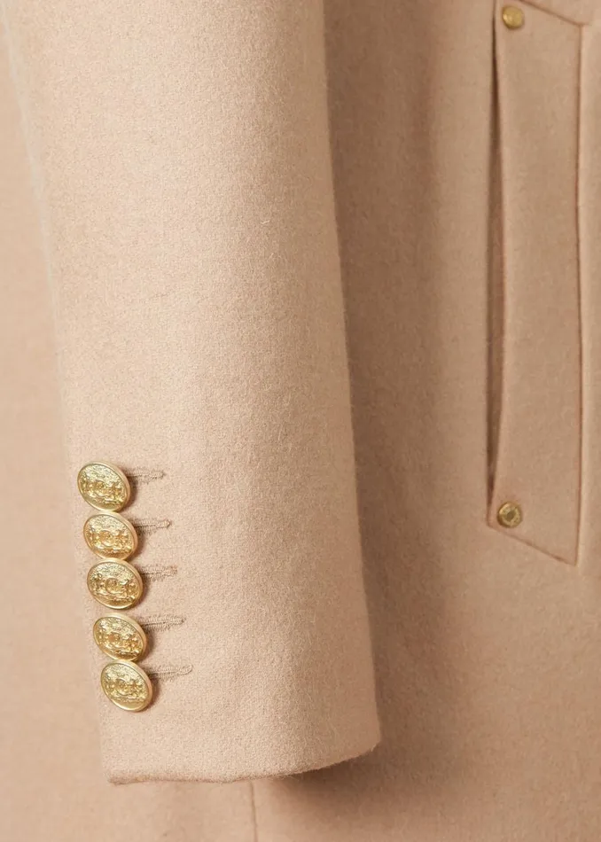 Holland Cooper Tailoring Women Double Breasted Coat Camel
