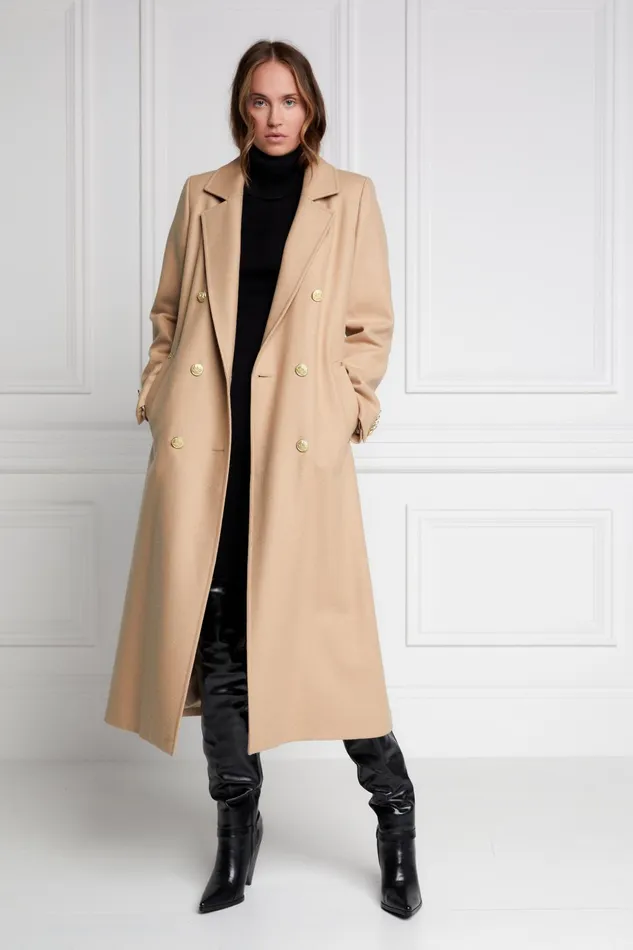 Holland Cooper Tailoring Women Double Breasted Coat Camel