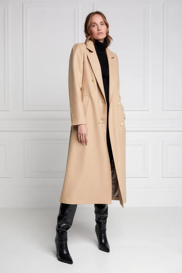 Holland Cooper Tailoring Women Double Breasted Coat Camel
