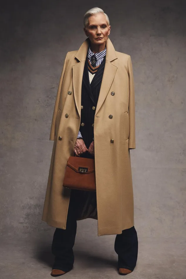 Holland Cooper Tailoring Women Double Breasted Coat Camel