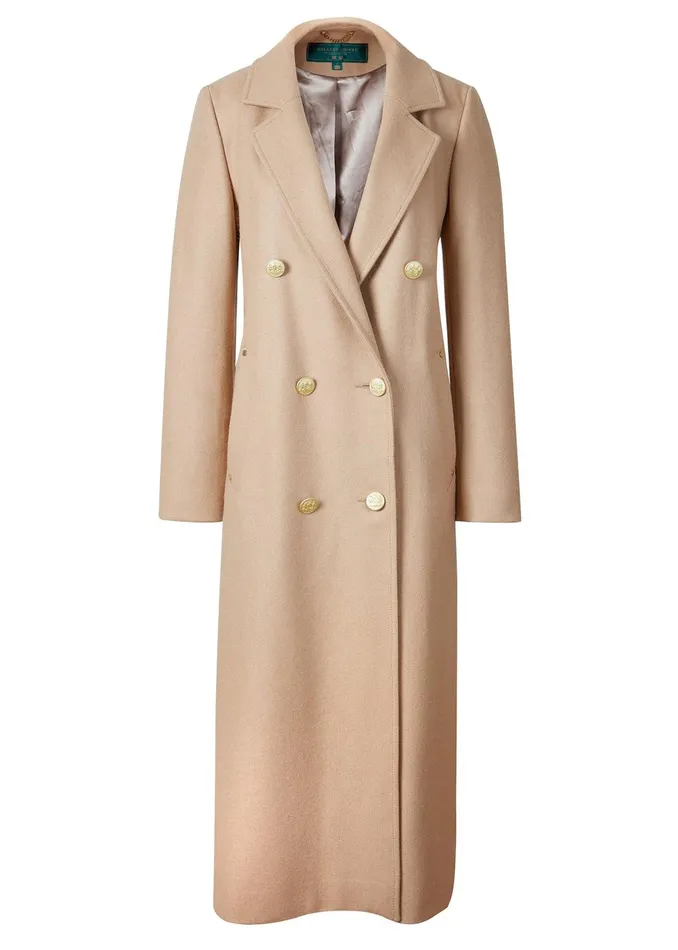 Holland Cooper Tailoring Women Double Breasted Coat Camel