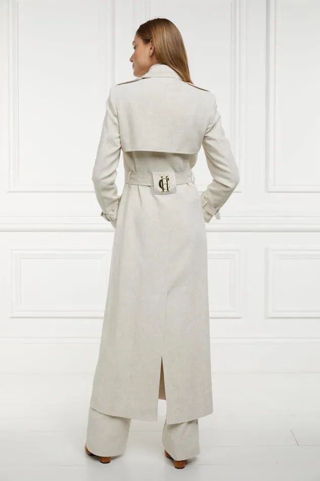 Holland Cooper Tailoring Women Full Length Marlborough Trench Coat Natural Linen