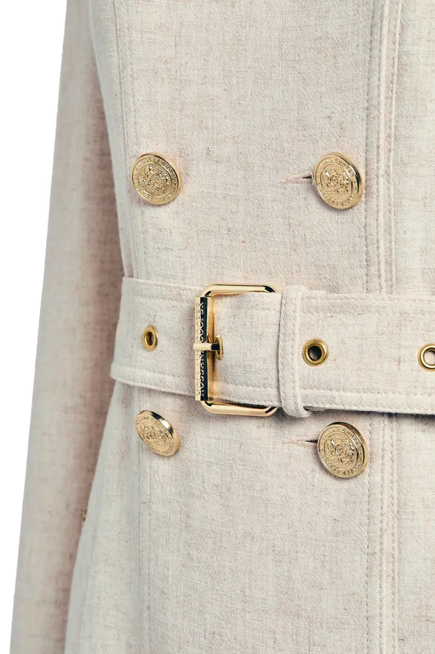 Holland Cooper Tailoring Women Full Length Marlborough Trench Coat Natural Linen