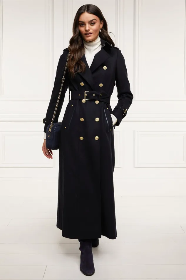 Holland Cooper Tailoring Women Full Length Marlborough Trench Coat Soft Navy
